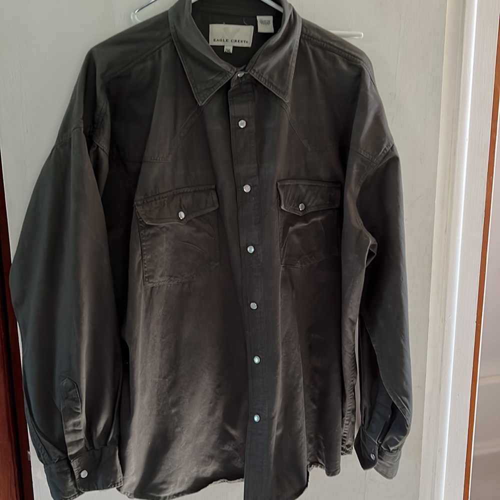 Western Style Shirt Dark Olive Green Sz 2XL